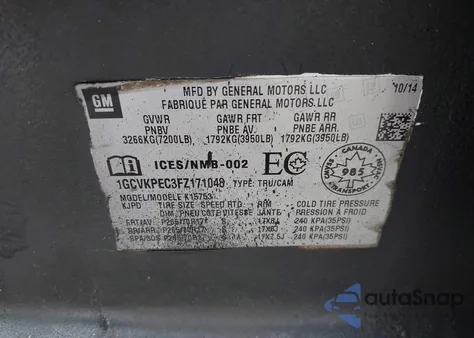 2015 Chevrolet Silverado 1500 Ls/Wt z USA, uszkodzony, nr VIN 1GCVKPEC3FZ171048